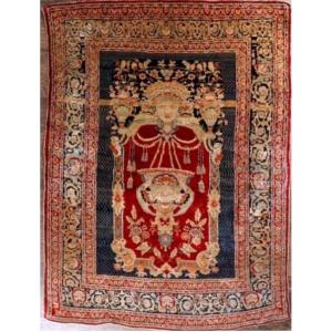 Important Heriz Silk Rug, Orientalist, From The 19th Century