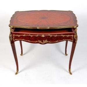 François Link Tasteful Desks, In Marquetry Wood, 19th Century