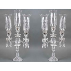 Extremely Rare Pair Of Baccarat Crystal Candelabra 