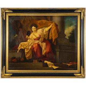 La Comédienne – tableau huile sur toile, 19e siècle