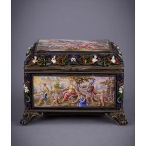 Boîte en Argent et Émail de Vienne – 19e Siècle