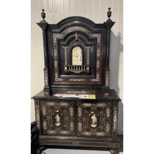 Large Ebony Cabinet, Ivory And Tortoiseshell Marquetry, Cites Certificate.