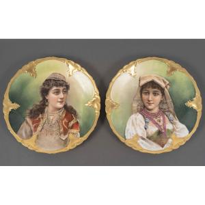 Assiette-portrait en porcelaine de Limoges – Princesse orientaliste