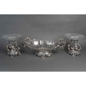 Set de table en bronze argenté et cristal de Baccarat – 19 siècle