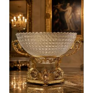 Large Goblet In Baccarat Crystal And Gilt Bronze, Napoleon III Style