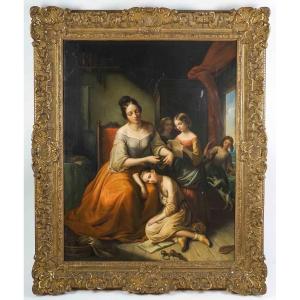 Scène familiale au 19ᵉ siècle – Huile sur toile
