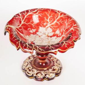 COUPE EN CRISTAL DE BOHÈME EN CRISTAL ÉMAILLÉ, 19E SIÈCLE