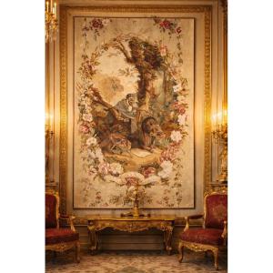 Aubusson Tapestry – “the Wolf Cornered By The Fox,” 19th Century