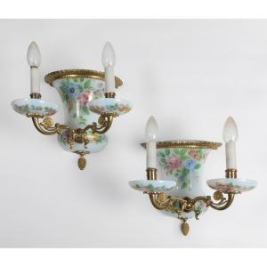 PAIRE D’APPLIQUES MURALES SUIVANT LES MODÈLES CHARLES X — 19ᵉ SIÈCLE