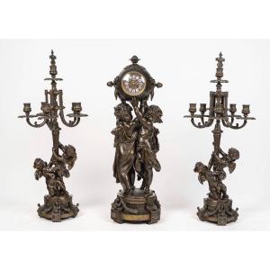 Garniture de cheminée d’après Carrier-Belleuse – Fin du 19e siècle