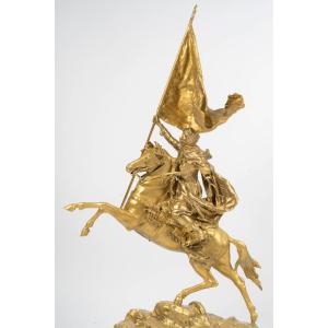 STATUE CAVALIER ARABE AU DRAPEAU de JEAN-BAPTISTE BELLOC
