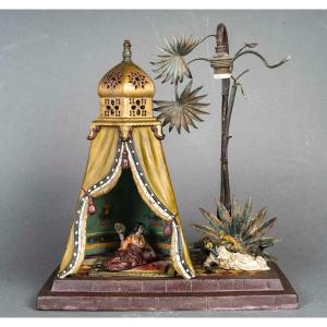 Viennese Bronze “tent” Lamp — Signed By Franz Bergman