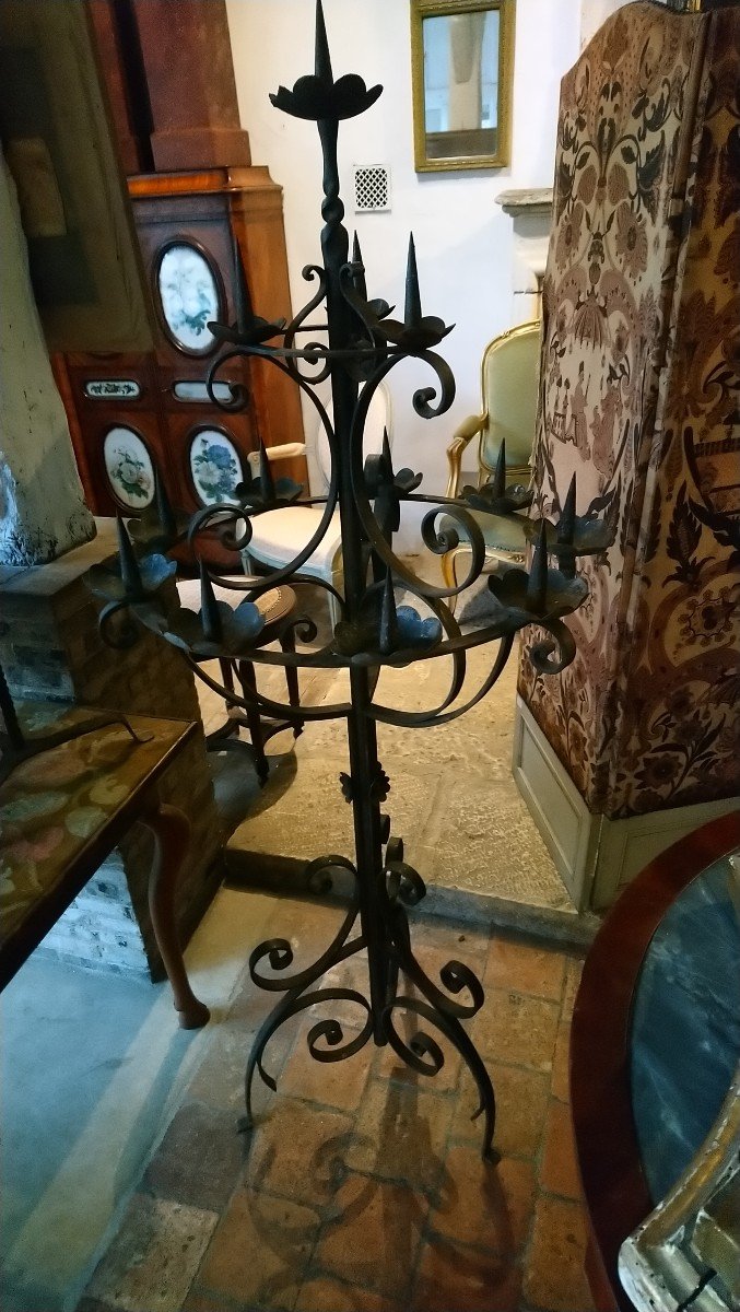 Important Chapel Candles Pique Late 19th In Late Forged 