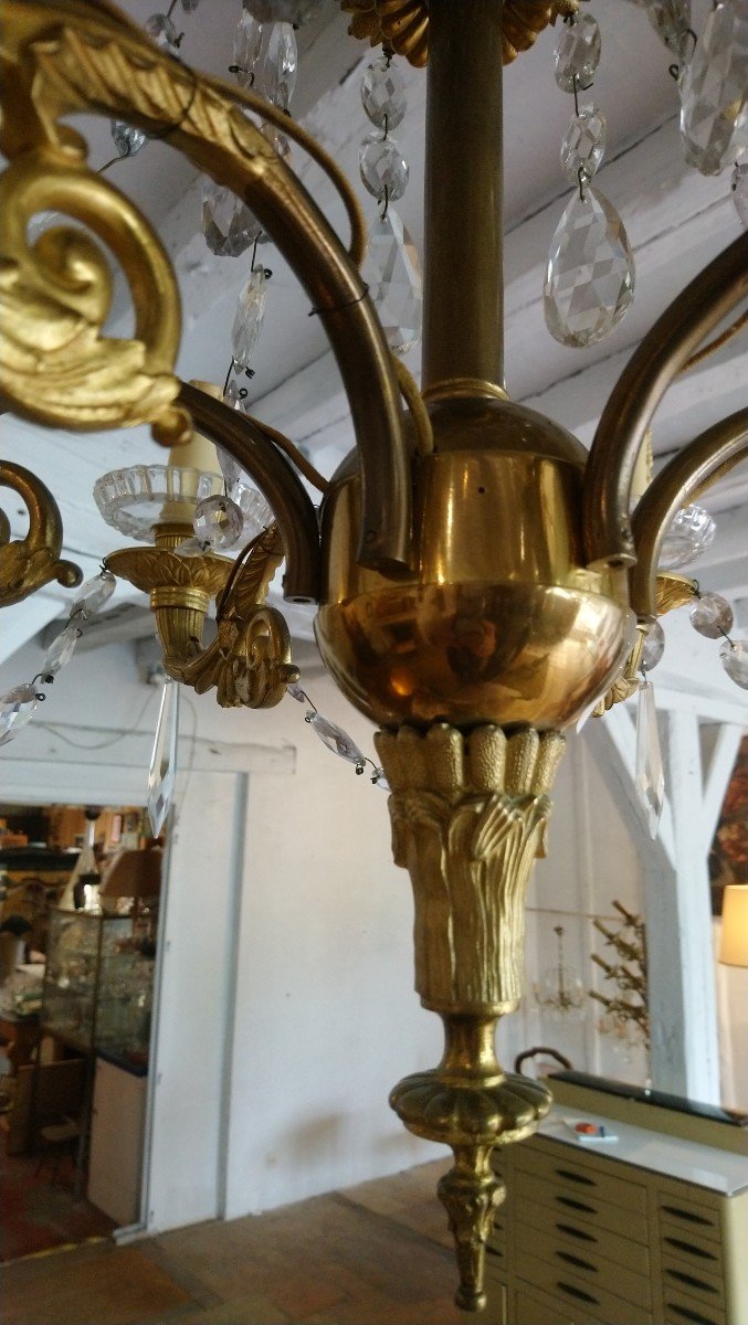 Crystal And Bronze Chandelier From Maison Baccarat In Restoration Style 20th -photo-3