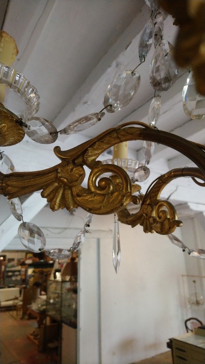 Crystal And Bronze Chandelier From Maison Baccarat In Restoration Style 20th -photo-3