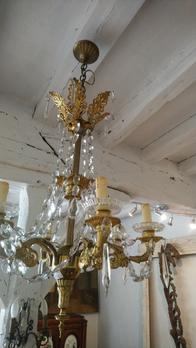 Crystal And Bronze Chandelier From Maison Baccarat In Restoration Style 20th -photo-4