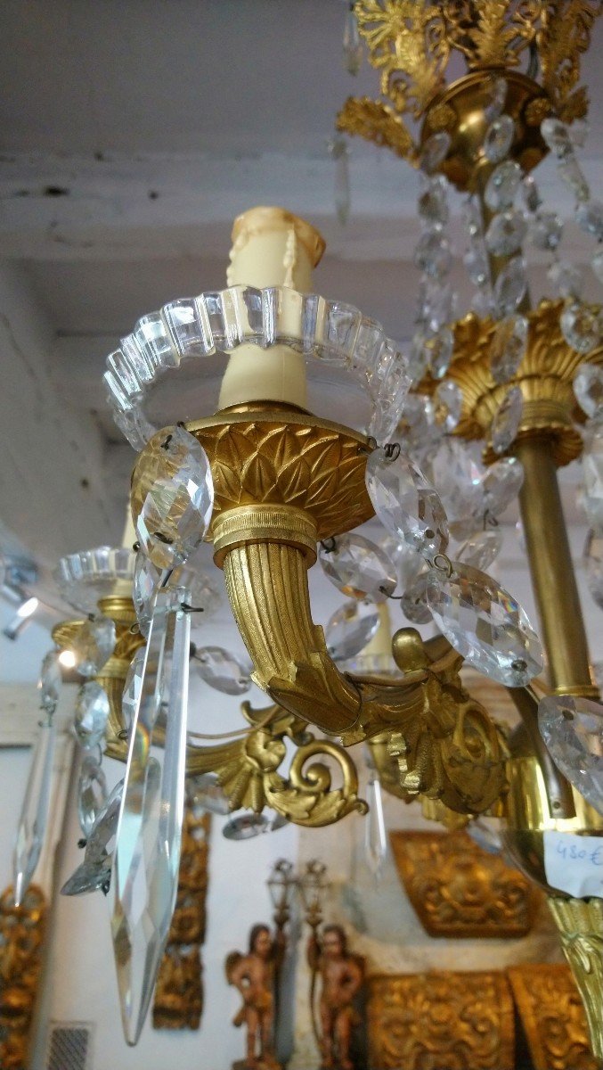 Crystal And Bronze Chandelier From Maison Baccarat In Restoration Style 20th -photo-5