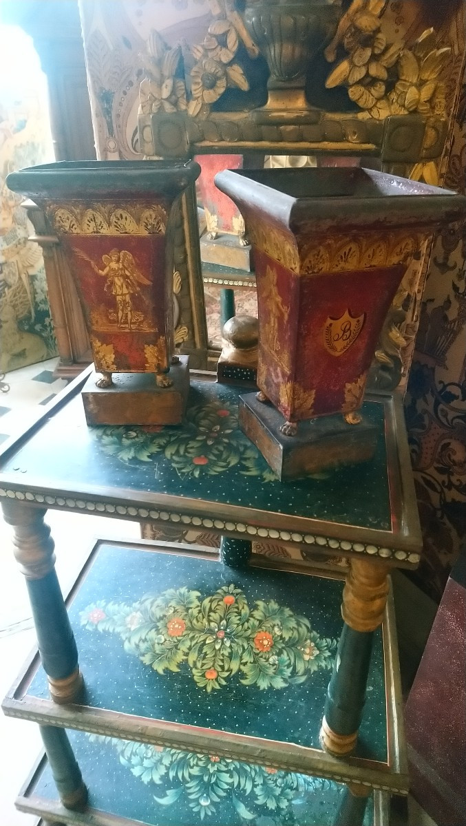 Paire De Jardinières En Tôle D époque Empire -photo-4