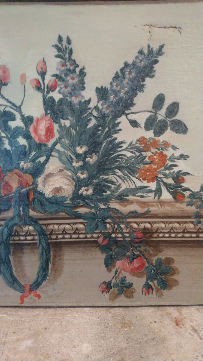Dessus De Porte Lxvi 19e Huile Sur Toile -photo-2