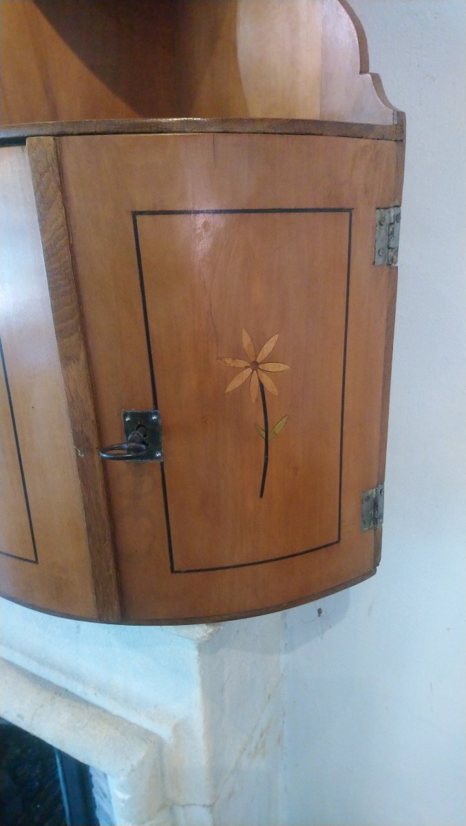 Encoignure d applique en bois fruitier fin 18e -photo-3