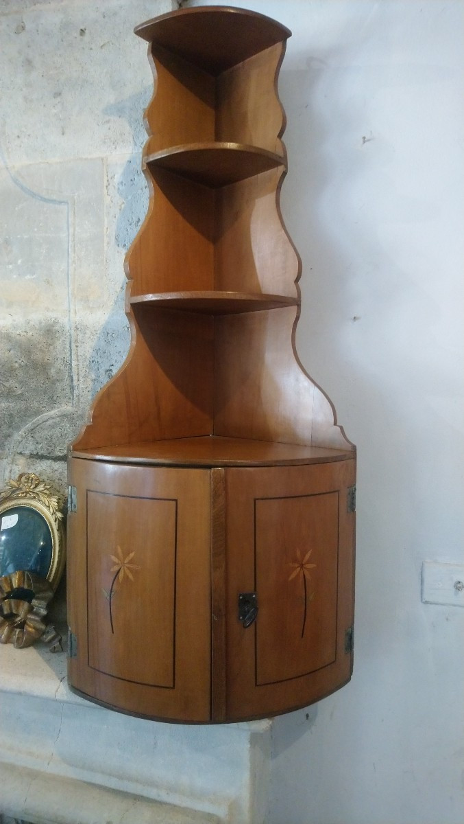 Encoignure d applique en bois fruitier fin 18e -photo-3