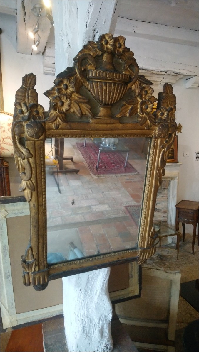 Miroir LXVI directoire fin 18e en bois doré -photo-2