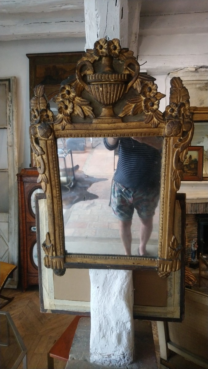 Miroir LXVI directoire fin 18e en bois doré -photo-5