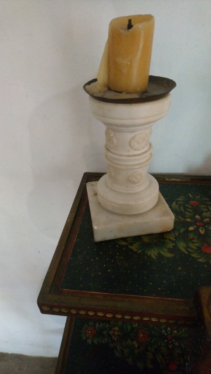 Pair Of 19th Century Marble Candlesticks -photo-1