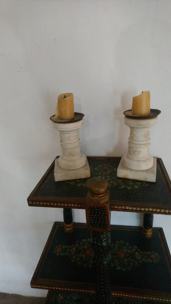 Pair Of 19th Century Marble Candlesticks -photo-3