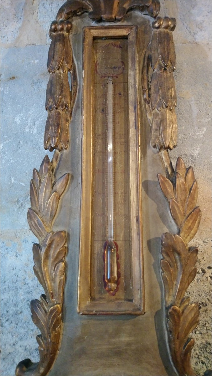 Painted And Gilded Wooden Barometer, Late 18th And Early 19th Century -photo-4