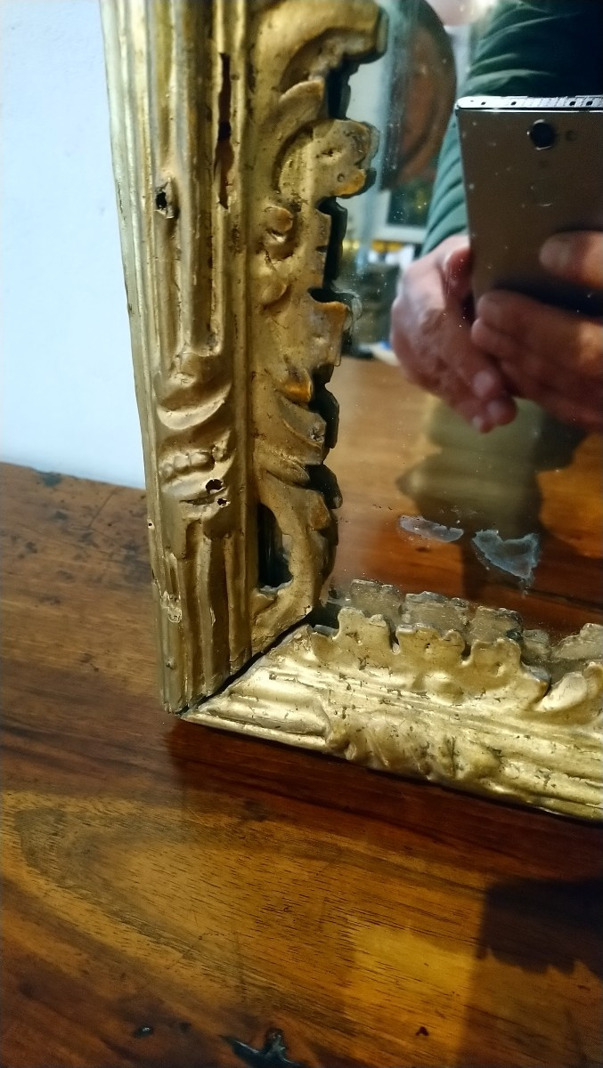 18th Century Gilded Wooden Mirror -photo-2