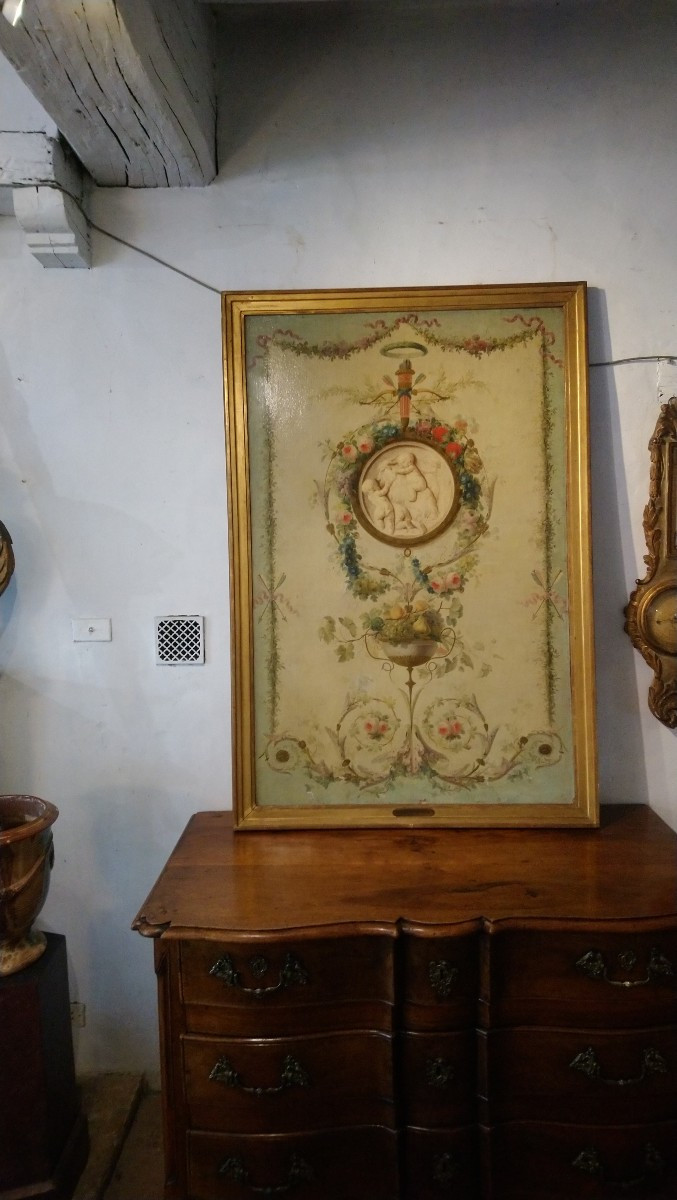 Huile sur toile début 19e porte une étiquette pj sauvage -photo-3