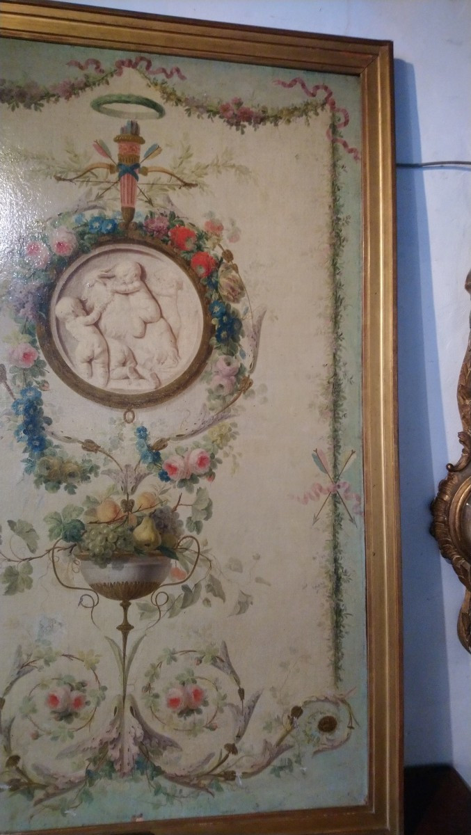 Huile sur toile début 19e porte une étiquette pj sauvage -photo-1