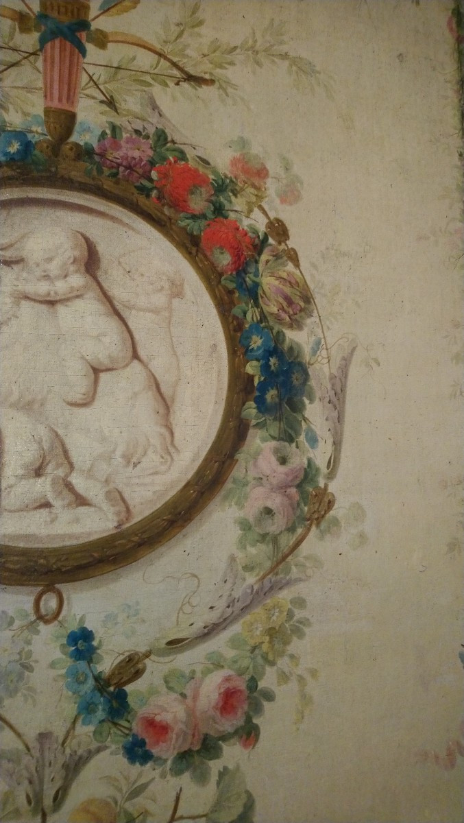 Huile sur toile début 19e porte une étiquette pj sauvage -photo-2