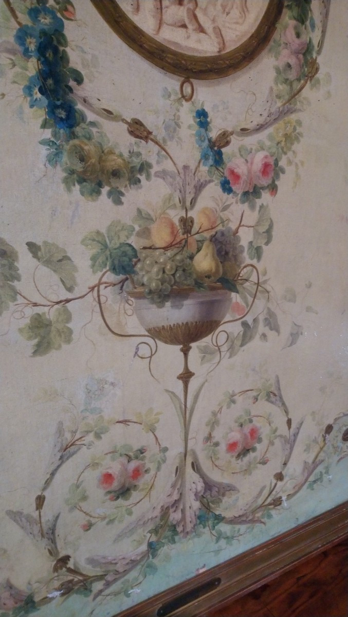 Huile sur toile début 19e porte une étiquette pj sauvage -photo-6