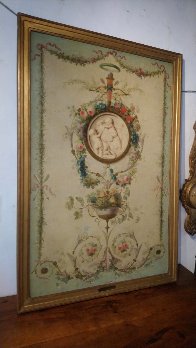 Huile sur toile début 19e porte une étiquette pj sauvage 
