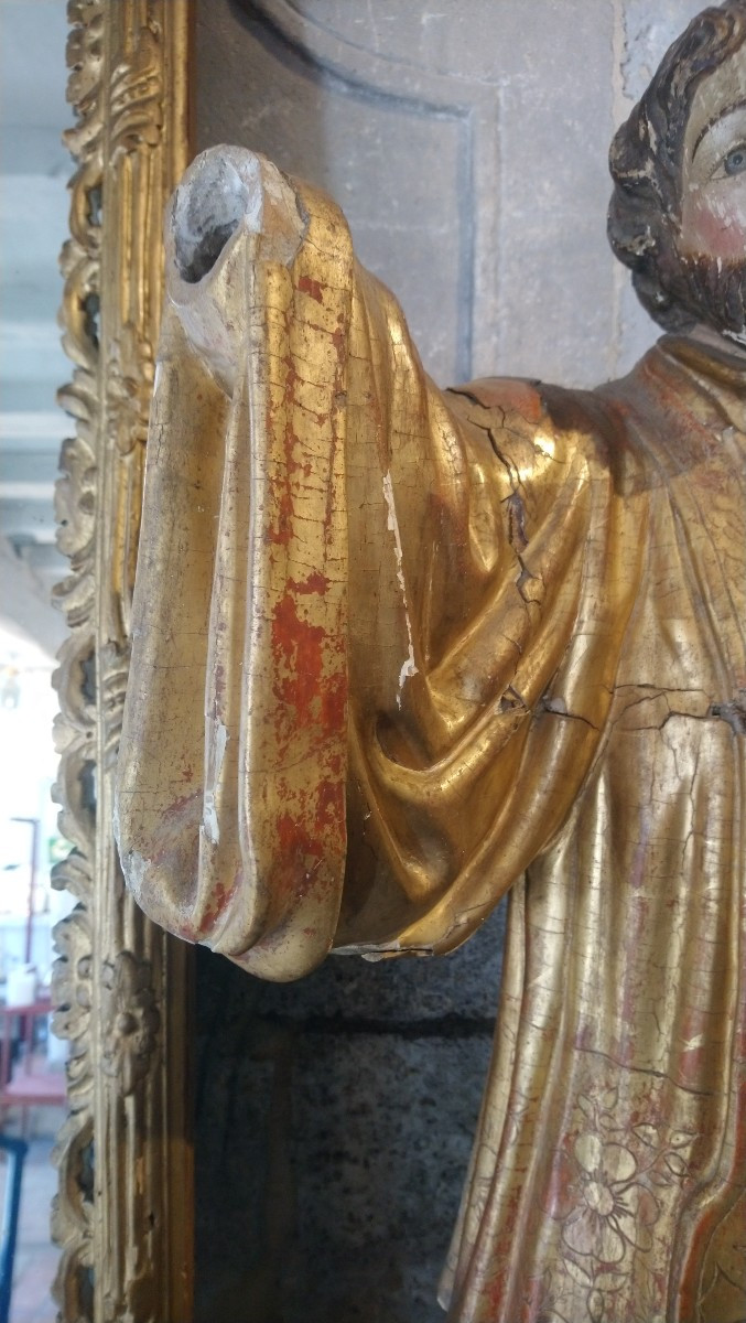Saint Figure In Gilded Wood, 18th Century -photo-5