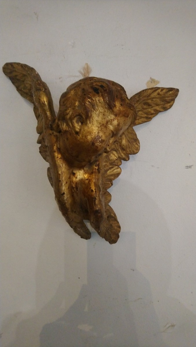 Paire d anges en bois bois doré 18e 