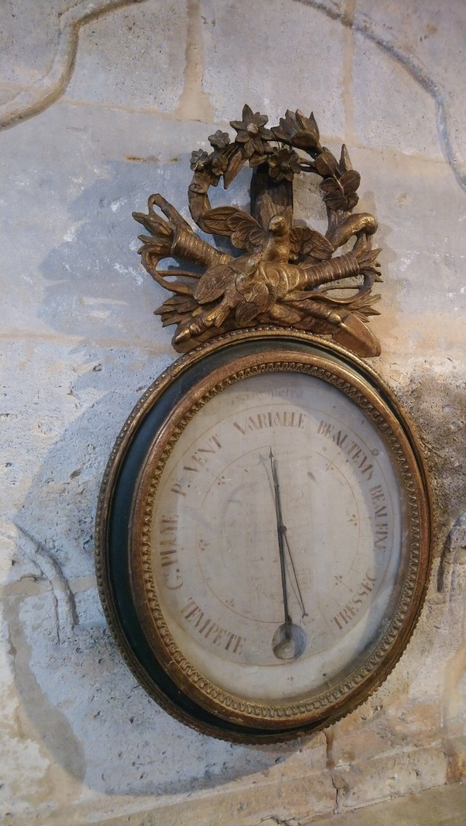 Baromètre en bois peint et doré fin 18e début 19e -photo-5