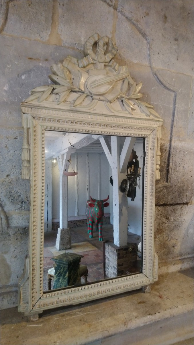 Lxvi Mirror From Provence, Late 18th/early 19th Century, Painted Wood -photo-3