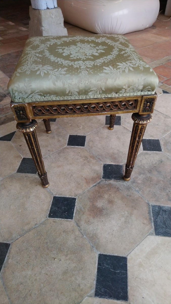 19th Century Polychrome And Gilded Wooden Shelf 