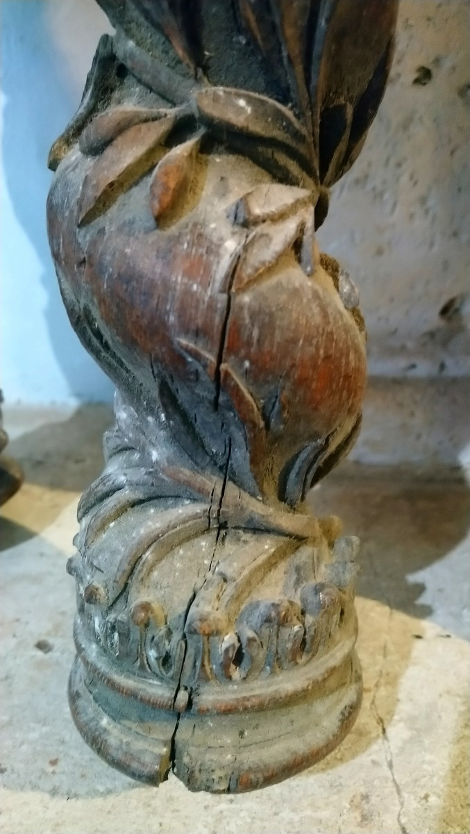 Set Of 4 Oak Columns, Late 18th/early 19th Century -photo-4