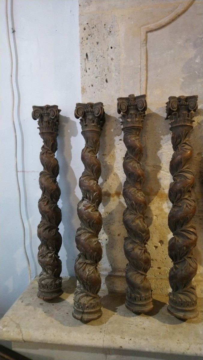 Set Of 4 Oak Columns, Late 18th/early 19th Century 