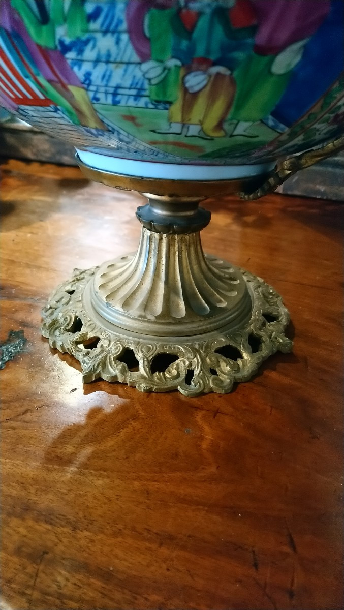 Coupe en porcelaine asiatique monture bronze 19e -photo-2
