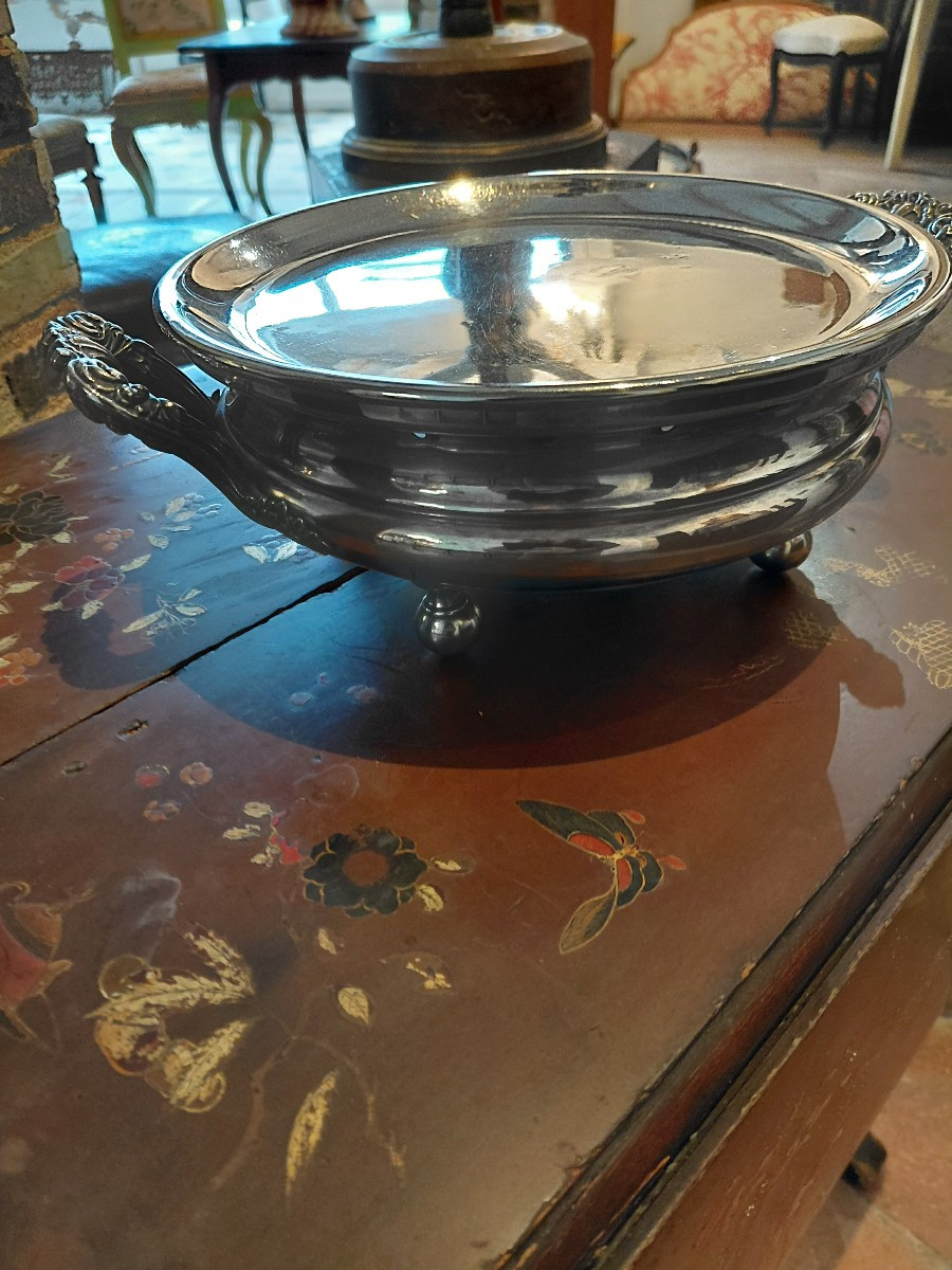 Silver-plated Copper Food Warmer, Early 20th Century-photo-2