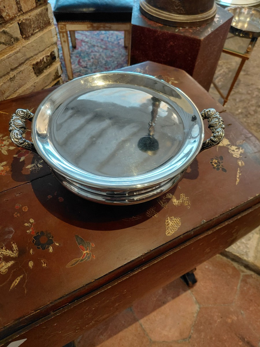 Silver-plated Copper Food Warmer, Early 20th Century-photo-2