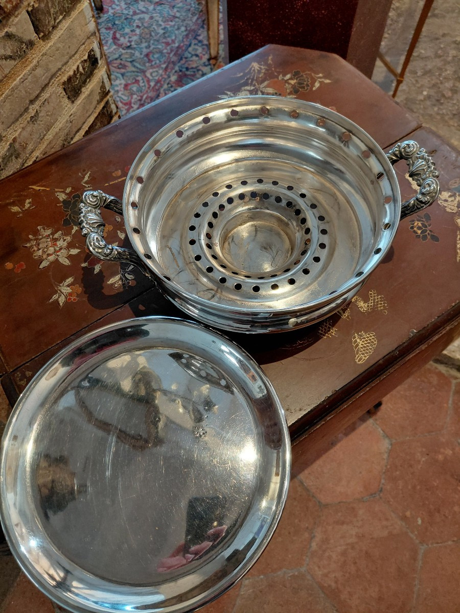 Silver-plated Copper Food Warmer, Early 20th Century-photo-3