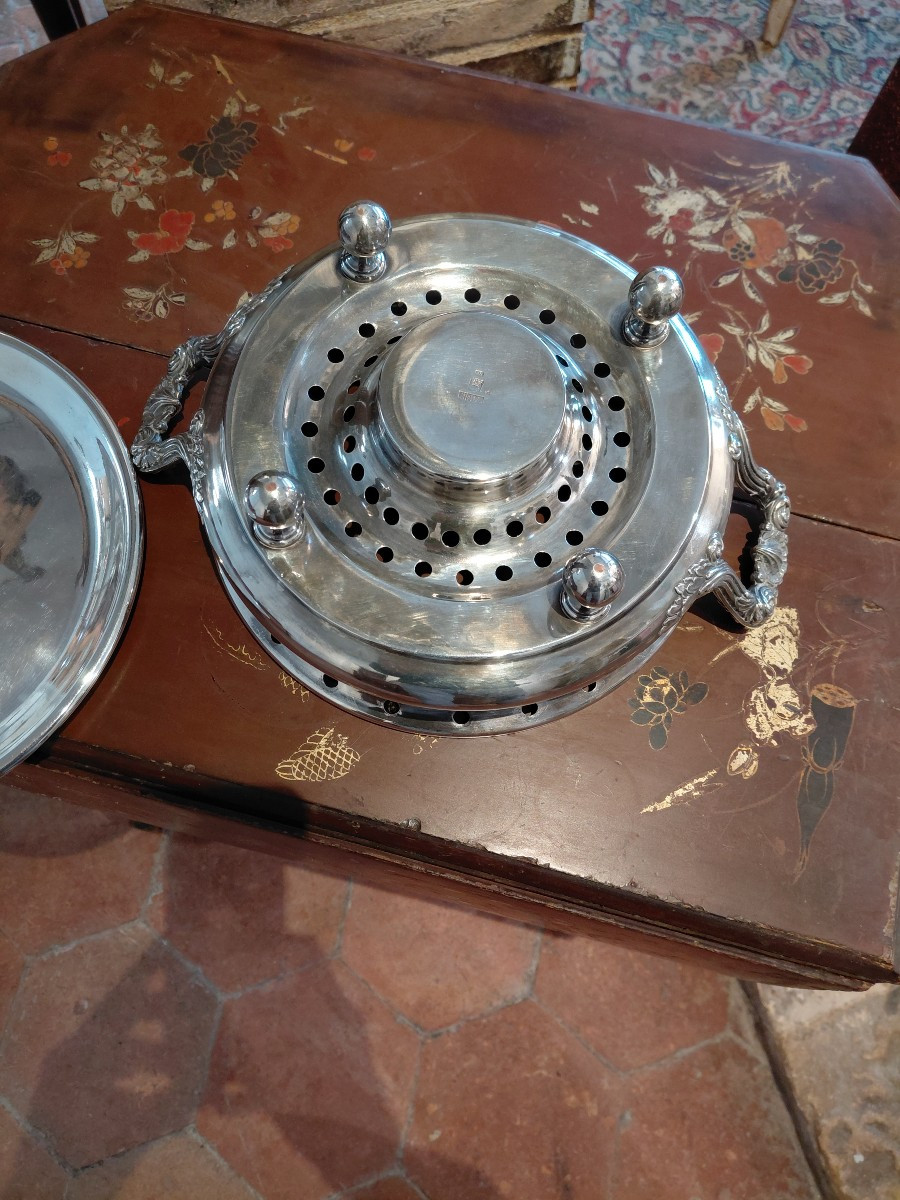 Silver-plated Copper Food Warmer, Early 20th Century-photo-5