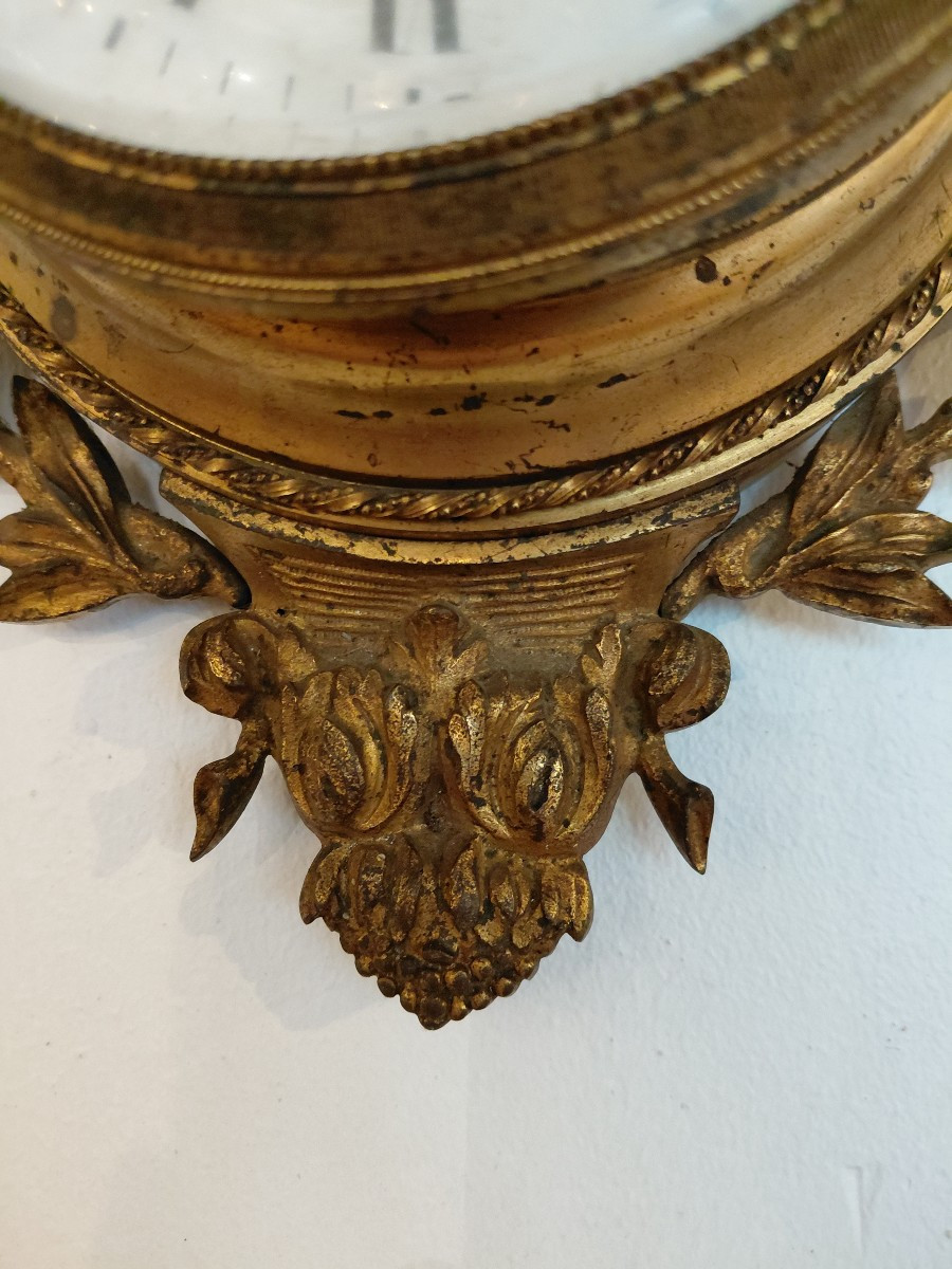 Small 19th Century Gilt Bronze Wall Clock -photo-4
