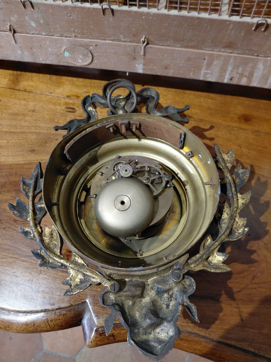 Small 19th Century Gilt Bronze Wall Clock -photo-8